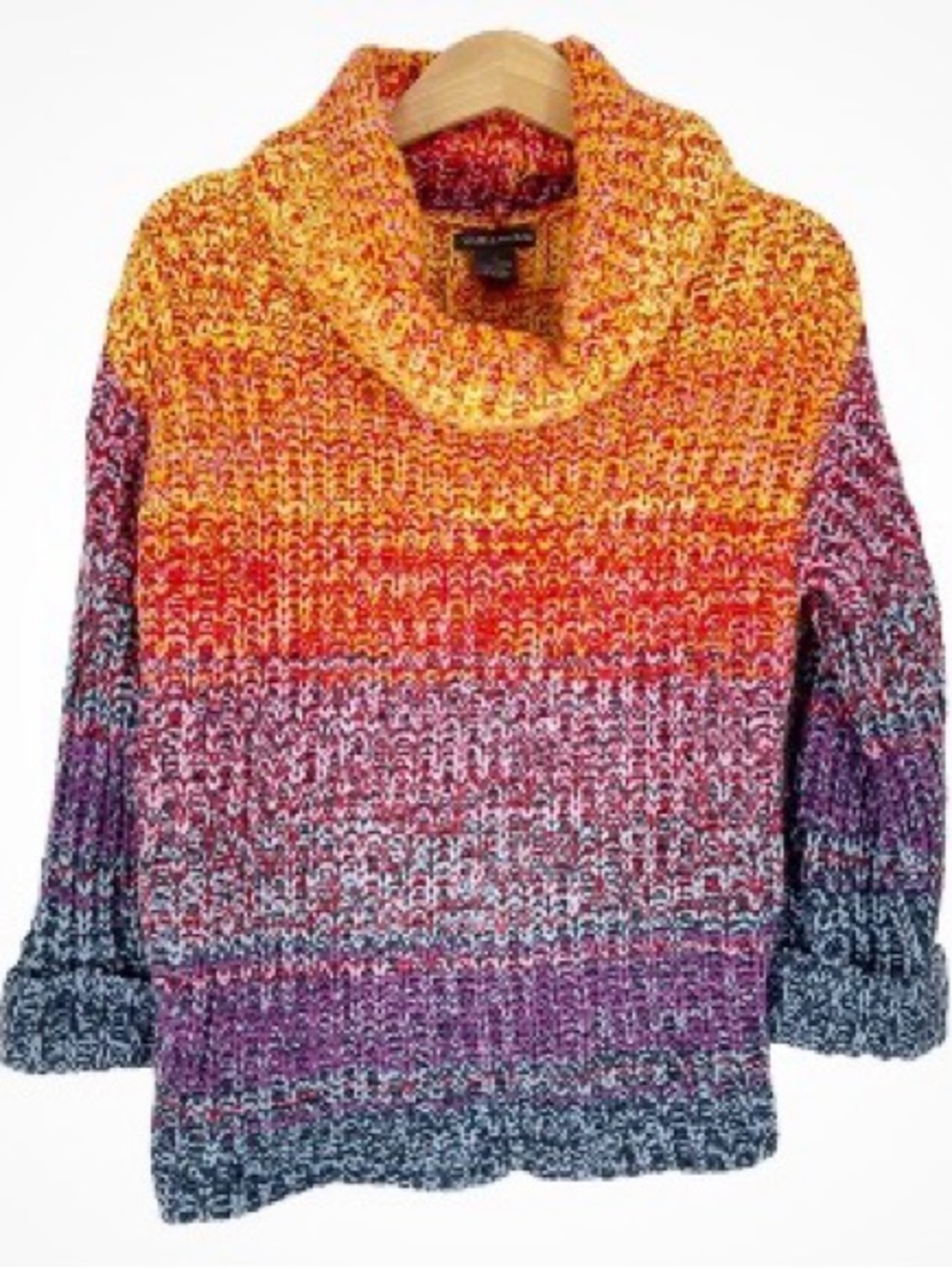 Multicolor Ombre Cowl Neck Sweater - Women